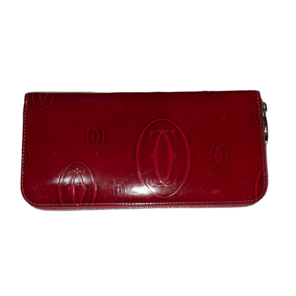 Cartier Bordeaux Happy Birthday Patent Leather Zippy Zip Around Long Wallet